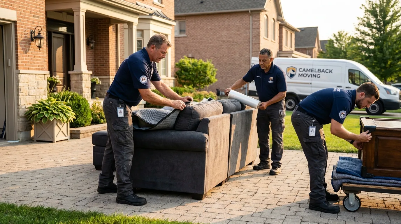 Large estate moving crew wrapping furniture in Mineral Springs, NC